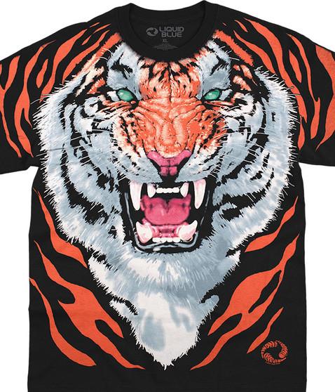 liquid blue Tiger Black T-Shirt