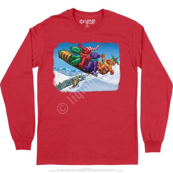 Liquid Blue Toboggan Bears Long Sleeve T-Shirt