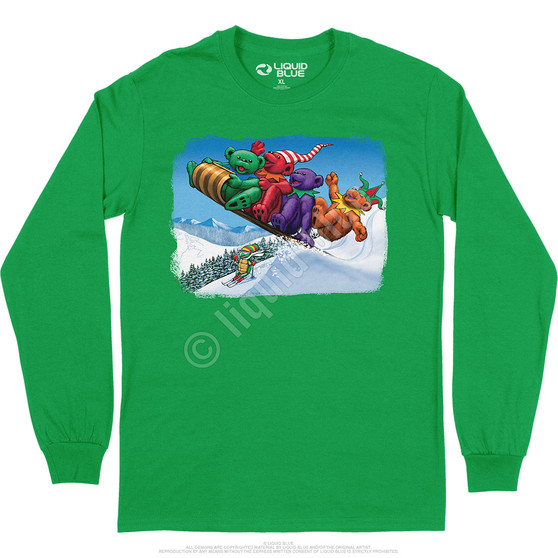 Liquid Blue Toboggan Bears Long Sleeve T-Shirt