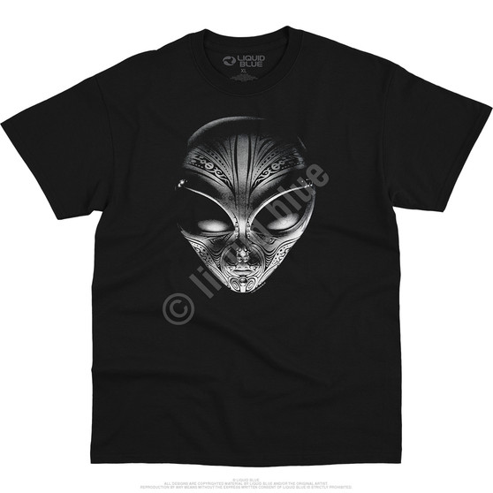 Liquid Blue Tribal Alien Black T-Shirt