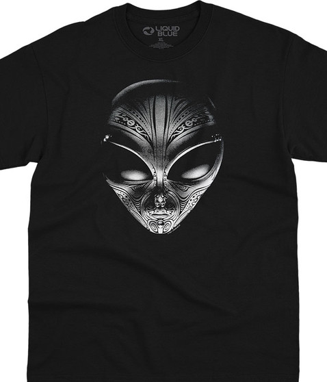 liquid blue Tribal Alien Black T-Shirt