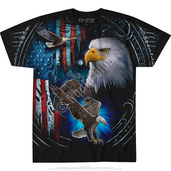 Liquid Blue Tribal Eagle Black T-Shirt
