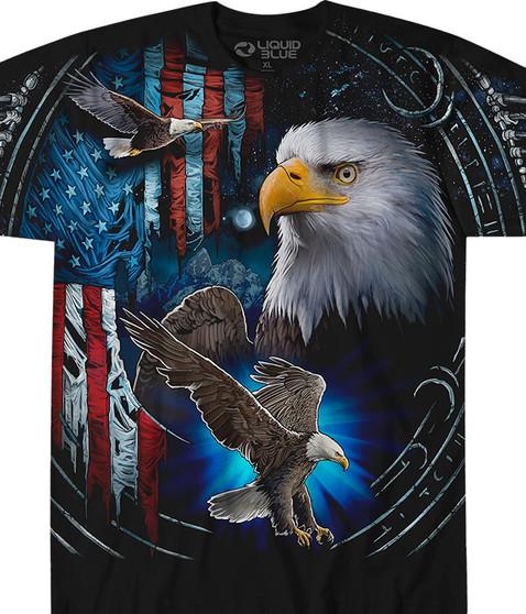 liquid blue Tribal Eagle Black T-Shirt