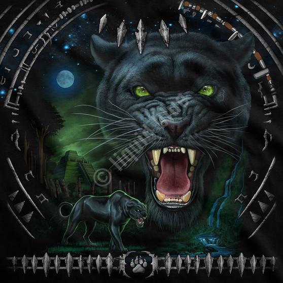 Liquid Blue Tribal Panther Black T-Shirt