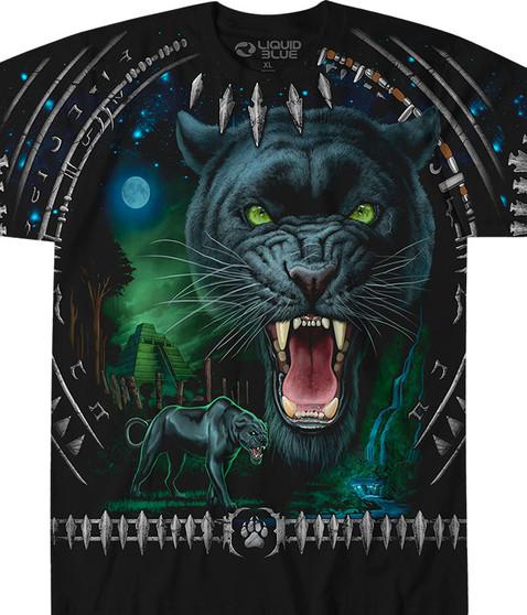 liquid blue Tribal Panther Black T-Shirt