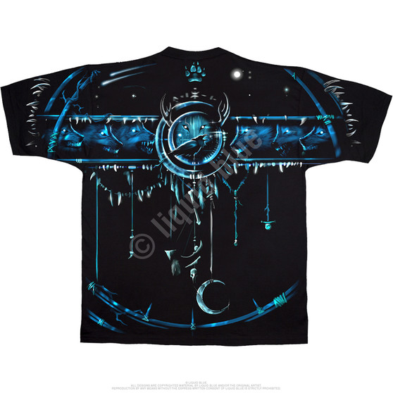 Liquid Blue Tribal Wolf Black T-Shirt