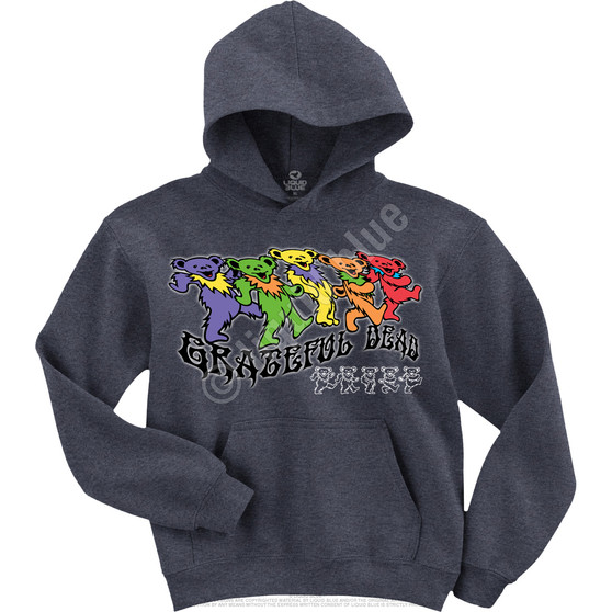 Liquid Blue Trippy Bears Grey Hoodie