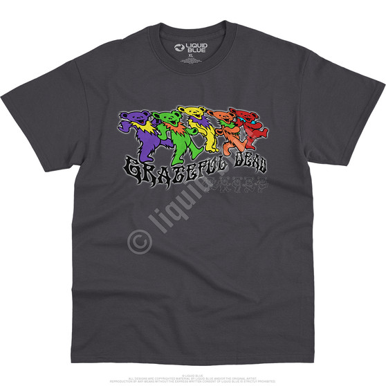 Liquid Blue Trippy Bears Grey T-Shirt