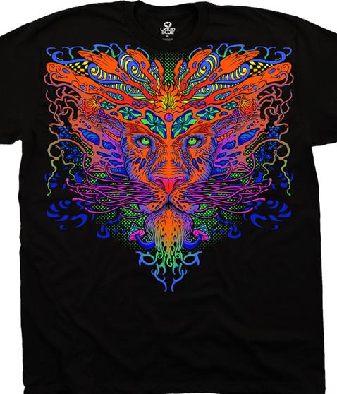 liquid blue Trippy Lion Black T-Shirt