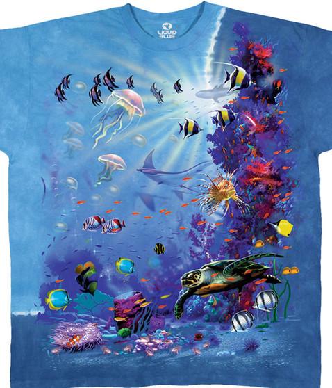 liquid blue Tropical Reef Tie-Dye T-Shirt