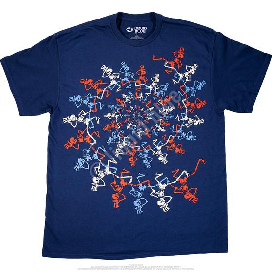 Liquid Blue USA Spiral Skeletons Navy T-Shirt