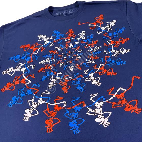 Liquid Blue USA Spiral Skeletons Navy T-Shirt