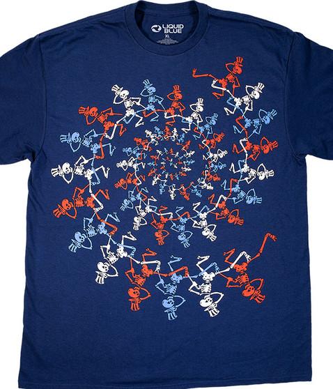 liquid blue USA Spiral Skeletons Navy T-Shirt