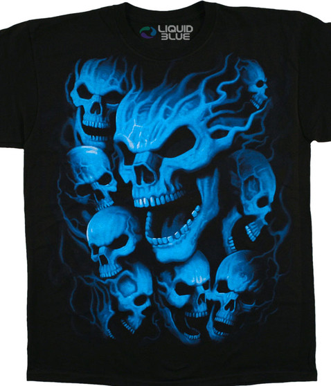 liquid blue Vampire Skulls Black T-Shirt