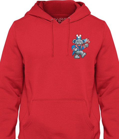 liquid blue Wave that Flag Chest Hoodie