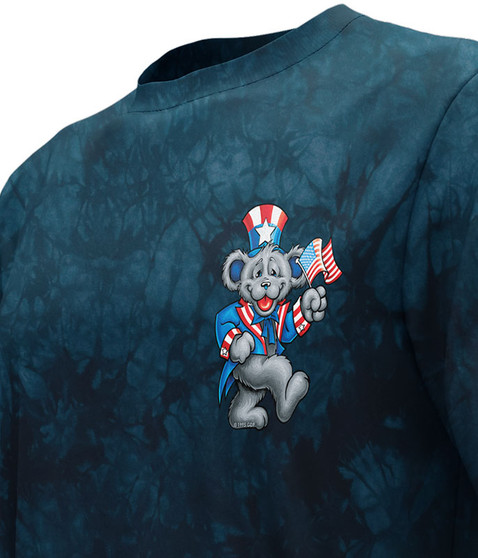 liquid blue Wave that Flag Chest T-Shirt