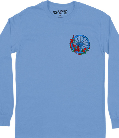 liquid blue Wheel & Roses Chest Long Sleeve T-Shirt