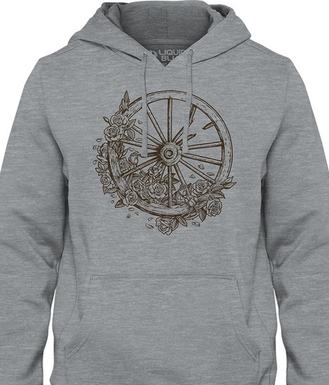 liquid blue Wheel & Roses Line Art Hoodie