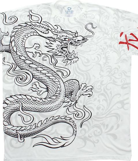 liquid blue White Dragon White Athletic T-Shirt