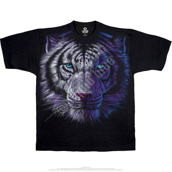 Liquid Blue White Tiger Black T-Shirt