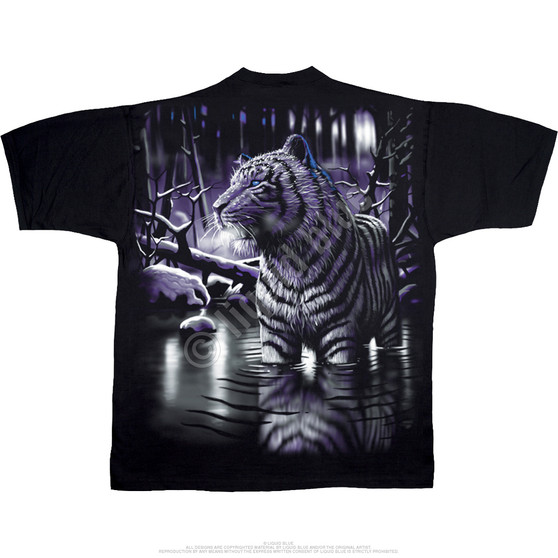 Liquid Blue White Tiger Black T-Shirt