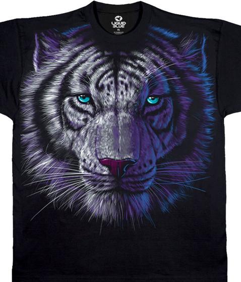 liquid blue White Tiger Black T-Shirt