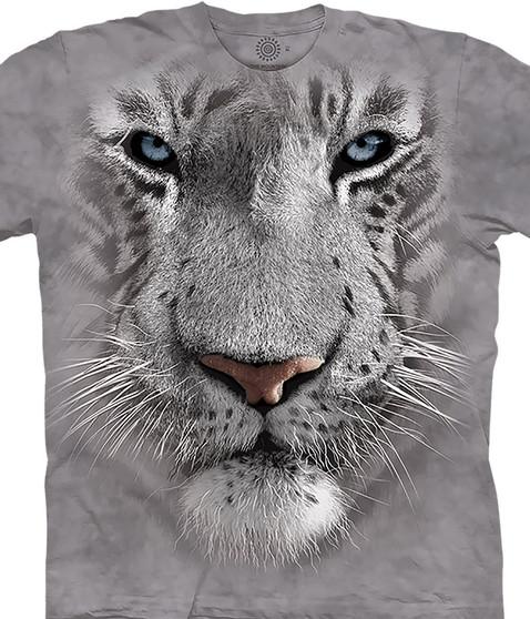 liquid blue White Tiger Face Kids' T-Shirt