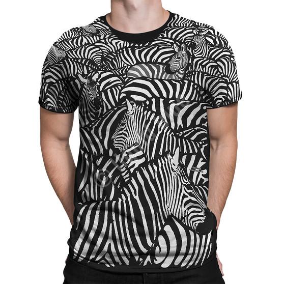 Liquid Blue White Zebra Black T-Shirt