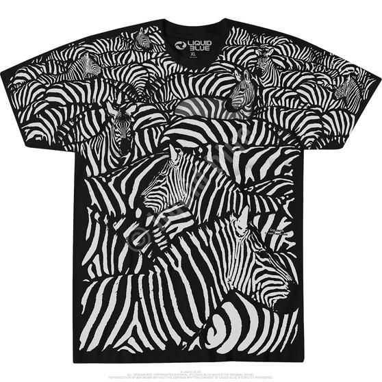 Liquid Blue White Zebra Black T-Shirt