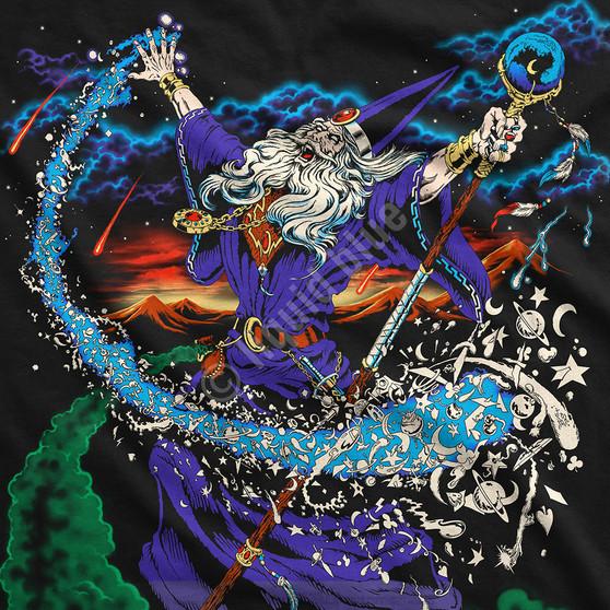 Liquid Blue Wizard Black T-Shirt