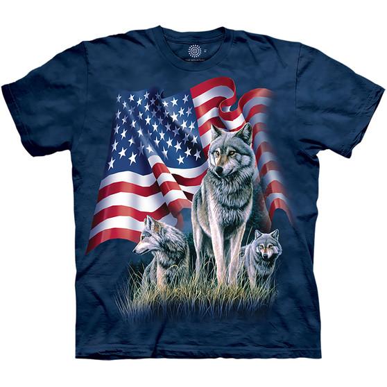 Liquid Blue Wolf Flag Classic Cotton T-Shirt