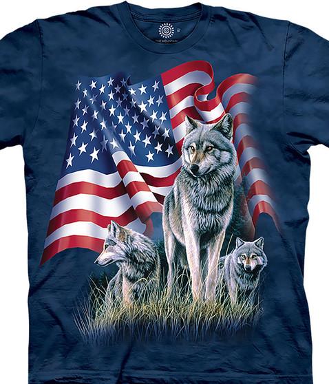 liquid blue Wolf Flag Classic Cotton T-Shirt