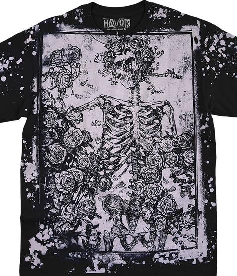 liquid blue Woodcut Havok Black T-Shirt