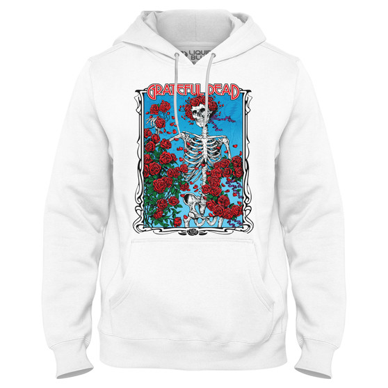 Liquid Blue Woodcut White Hoodie