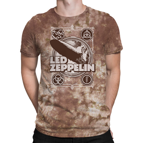Liquid Blue Zeppelin Poster Tie-Dye T-Shirt