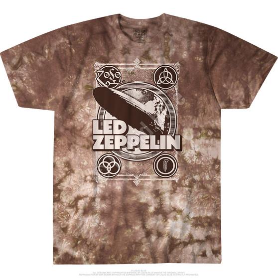 Liquid Blue Zeppelin Poster Tie-Dye T-Shirt