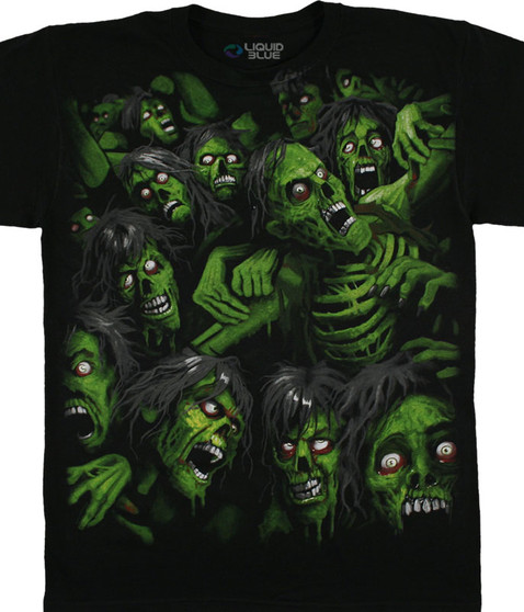 liquid blue Zombie Pile Black T-Shirt