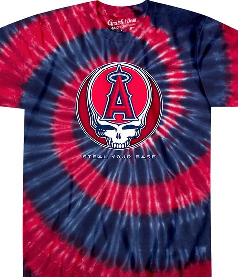 liquid blue Los Angeles Angels Steal Your Base Tie-Dye T-Shirt