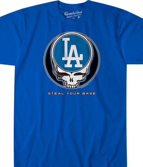 liquid blue Los Angeles Dodgers Steal Your Base Blue Athletic T-Shirt