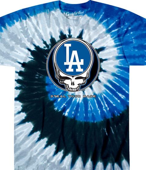 liquid blue Los Angeles Dodgers Steal Your Base Tie-Dye T-Shirt