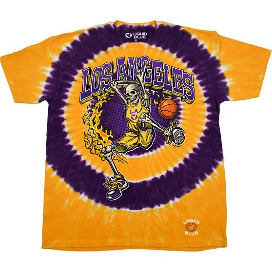 Liquid Blue Los Angeles Dunker Basketball Skeleton Tie-Dye T-Shirt