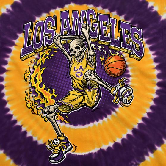 Liquid Blue Los Angeles Dunker Basketball Skeleton Tie-Dye T-Shirt