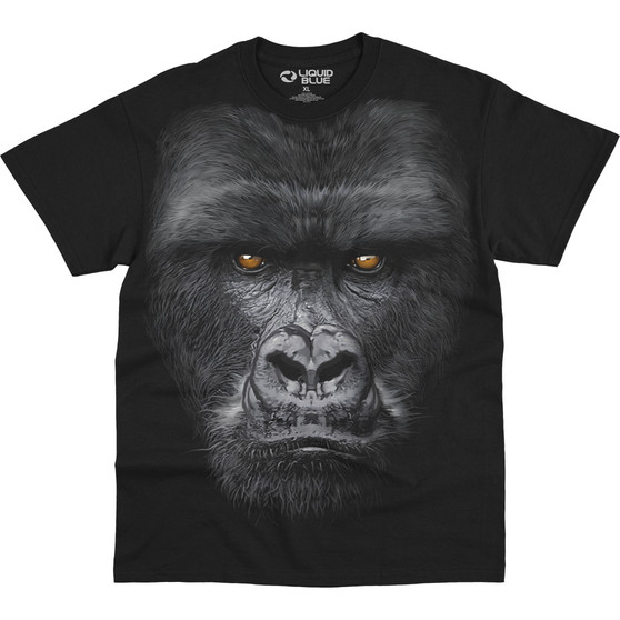Liquid Blue Majestic Gorilla Black Athletic T-Shirt
