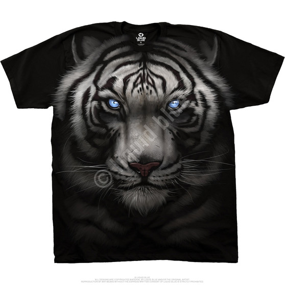 Liquid Blue Majestic White Tiger Black Athletic T-Shirt