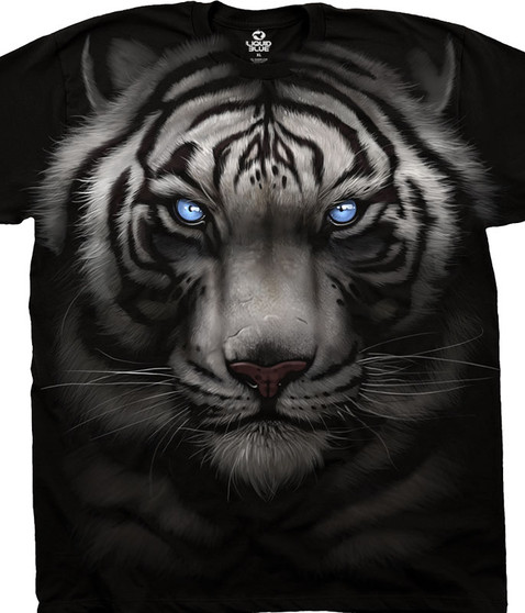 liquid blue Majestic White Tiger Black Athletic T-Shirt