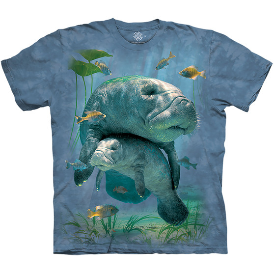 Liquid Blue Manatees Collage Classic Cotton T-Shirt