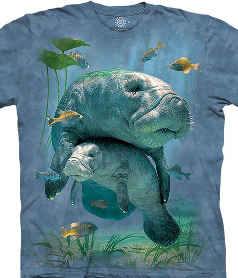 liquid blue Manatees Collage Classic Cotton T-Shirt