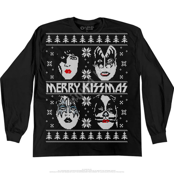 Liquid Blue Merry KISSmas Sweater Black Long Sleeve T-Shirt
