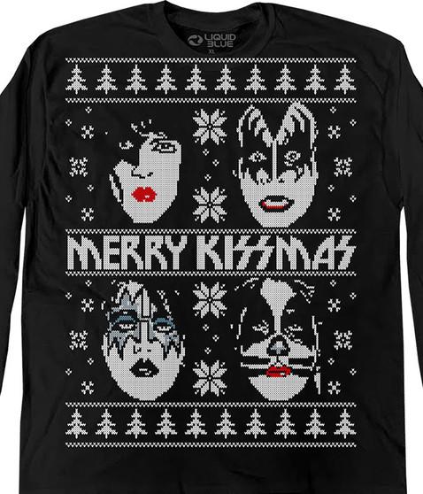 liquid blue Merry KISSmas Sweater Black Long Sleeve T-Shirt