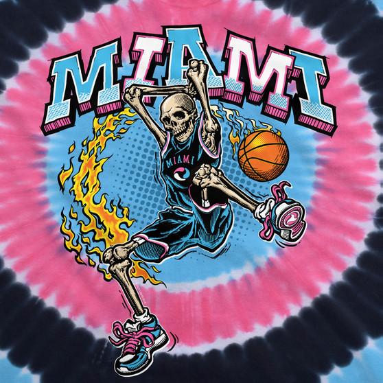 Liquid Blue Miami Dunker Basketball Skeleton Tie-Dye T-Shirt